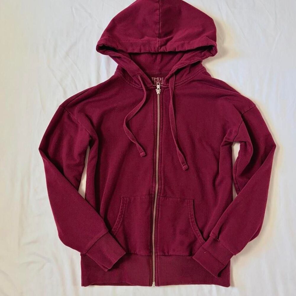 Time-and-tru Women's Burgundy and Red Hoodie